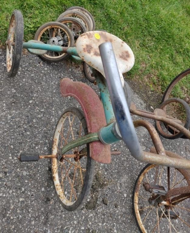 Vintage Tricycle & Spare Wheels