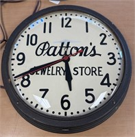 15"X15"X4" VTG. PATTON'S JEWELRY GE CLOCK WORKS