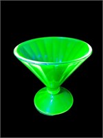 Uranium Vaseline Glass panel compote candy dish