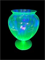 Uranium Glass pedestal vase centerpiece bowl