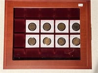 8- Cdn Large Cents in Wood Dispay Case