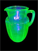 Uranium Glass Anchor hocking princess pitcher