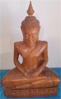 V - CARVED WOOD BUDDHA  21"T (K62)