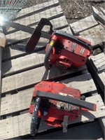 Pair of Homelite chainsaws one with bar runs