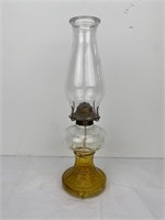 Antique Dimpled Yellow Glass Base Oil Lamp