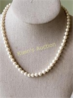 estate pearls hand knotted silver clasp 17"