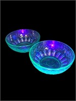 Uranium manganese Glass small floral bowls
