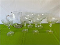 2 Libbey Margarita Glasses, 4 Etched Wine Glasses