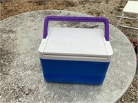 small blue lunch box cooler