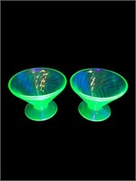 Uranium Glass Spiral dessert sherbet glasses