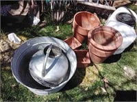 Clay Pots, Metal Bucket & More