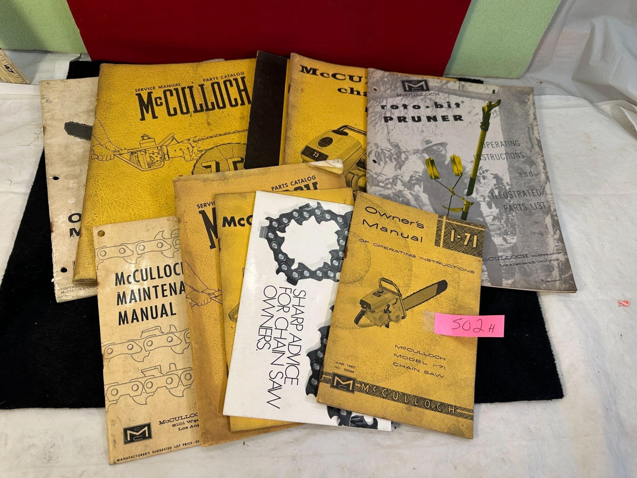 VINTAGE MCCULLOCH CHAIN SAWS MANUALS