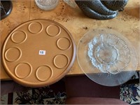 LAZY SUSAN, OYSTER PLATE, GLASS PLATE