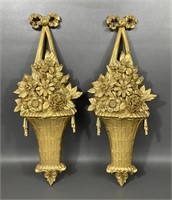 1964 Syroco Gold Flower Wall Plaques