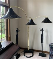 BRASS 3 ARM FLOATING FLOOR LAMP W/ 3 SHADES 64"