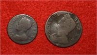 Two Colonial 1734 Farthing & 173? Half Penny