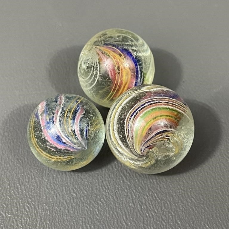 Three German Handmade Solid Core Marbles