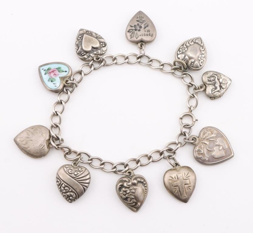 Sterling Silver Heart Charm Bracelet