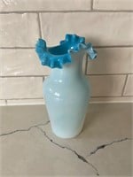 Vintage Fenton Baby Blue Ruffled 7" Vase