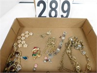 Flat Of Costume Jewelry Includes Christmas-