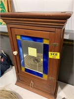 STAIN GLASS CABINET, POSSIBLY WALNUT