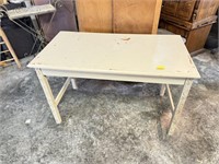Distressed Wooden Desk with Outlet Built In Back
