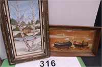 2 Pictures 1 Cabin & 1 w/ Boats