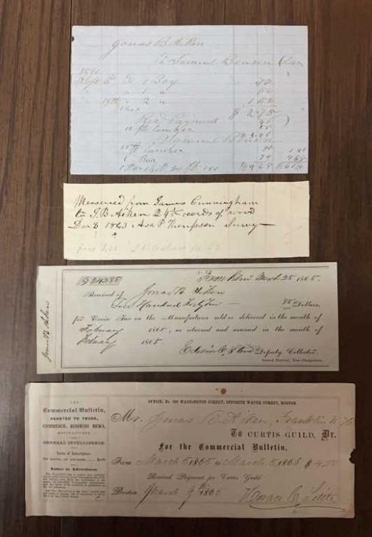 (4)HAND WRITTEN PAPER DOCUMENTS-DATED “1861 to