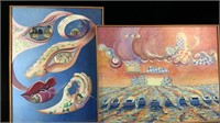 Linda Larisch, 2 Original Surrealist Paintings