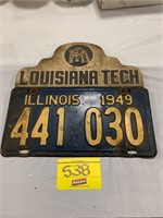 1949 ILLINOIS LICENSE PLATE W/ VINTAGE METAL