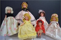 Six Vintage Story Book Dolls, All Great Condition