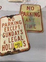 2 METAL NO PARKING ROAD SIGNS - 18" TALL