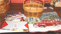 Christmas gift bags, placemat & flatware basket