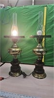 Brass and wood lamps