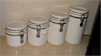 Graduated white canister set