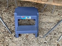 blue 2 step plastic stool