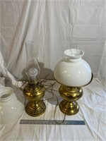 Pair of electric brass lamps
