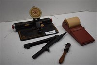 Vintage Sparker, Rivet Punch, Typewriter & Note