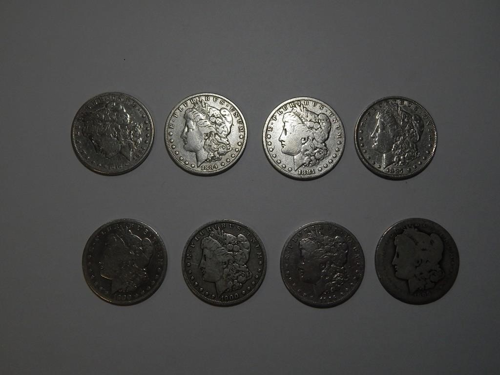 (8) Morgan Silver Dollars 1880's-1900