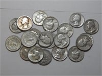 (20) 90% Silver Quarters Washington