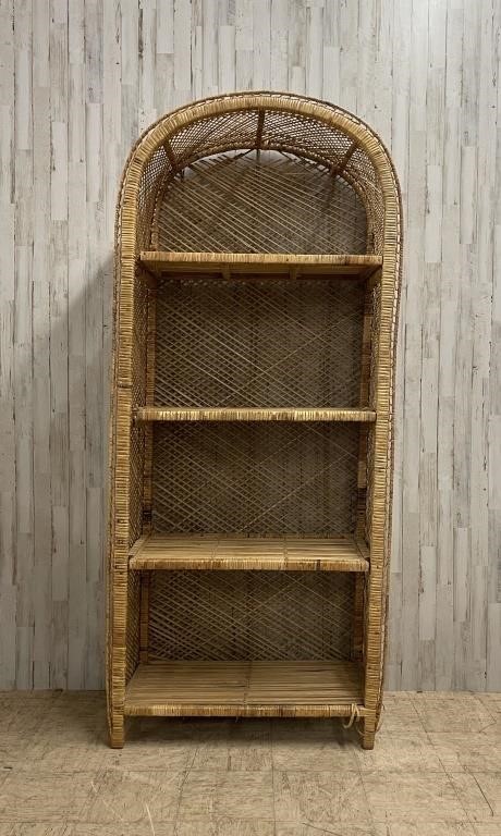 Vintage Arched Wicker 4 Tier Shelf