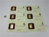 6 enveloppes premier plie avec timbres plaqués or