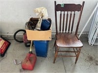 Antique chair, gas can, shop vac and more