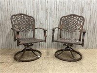 Two Metal Swivel Patio Chairs