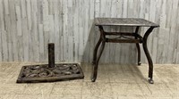 Metal Patio End Table & Umbrella Stand