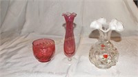 Vases & small cranberry cup