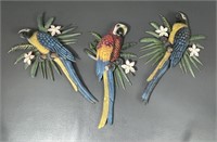 Three Metal Parrot Wall Art