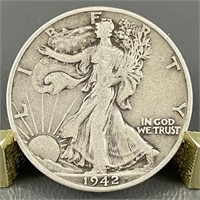 1942-D Walking Liberty Silver (90%) Half Dollar