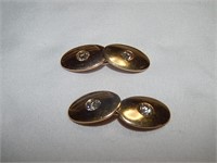 1920's 14K Gold Cufflinks With (4) 1/3ct Diamonds