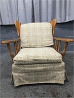 VINTAGE MAPLE UPHOLSTERED ARM CHAIR